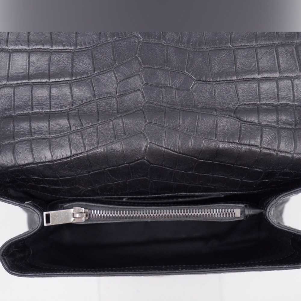 ❌ SOLD ❌ SAINT LAURENT Calfskin Crocodile Embossed College Satchel - Picture 11 of 15